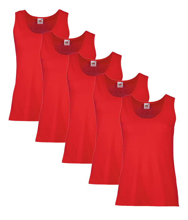 Fruit Of The Loom 61376 Valueweight Athletic Vest 165gsm Ladies 5 pack - COOZO