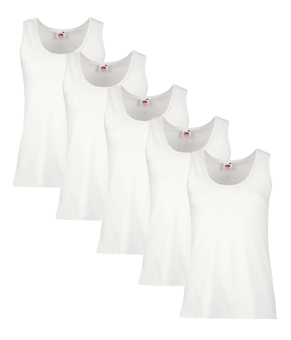 Fruit Of The Loom 61376 Valueweight Athletic Vest 165gsm Ladies 5 pack - COOZO