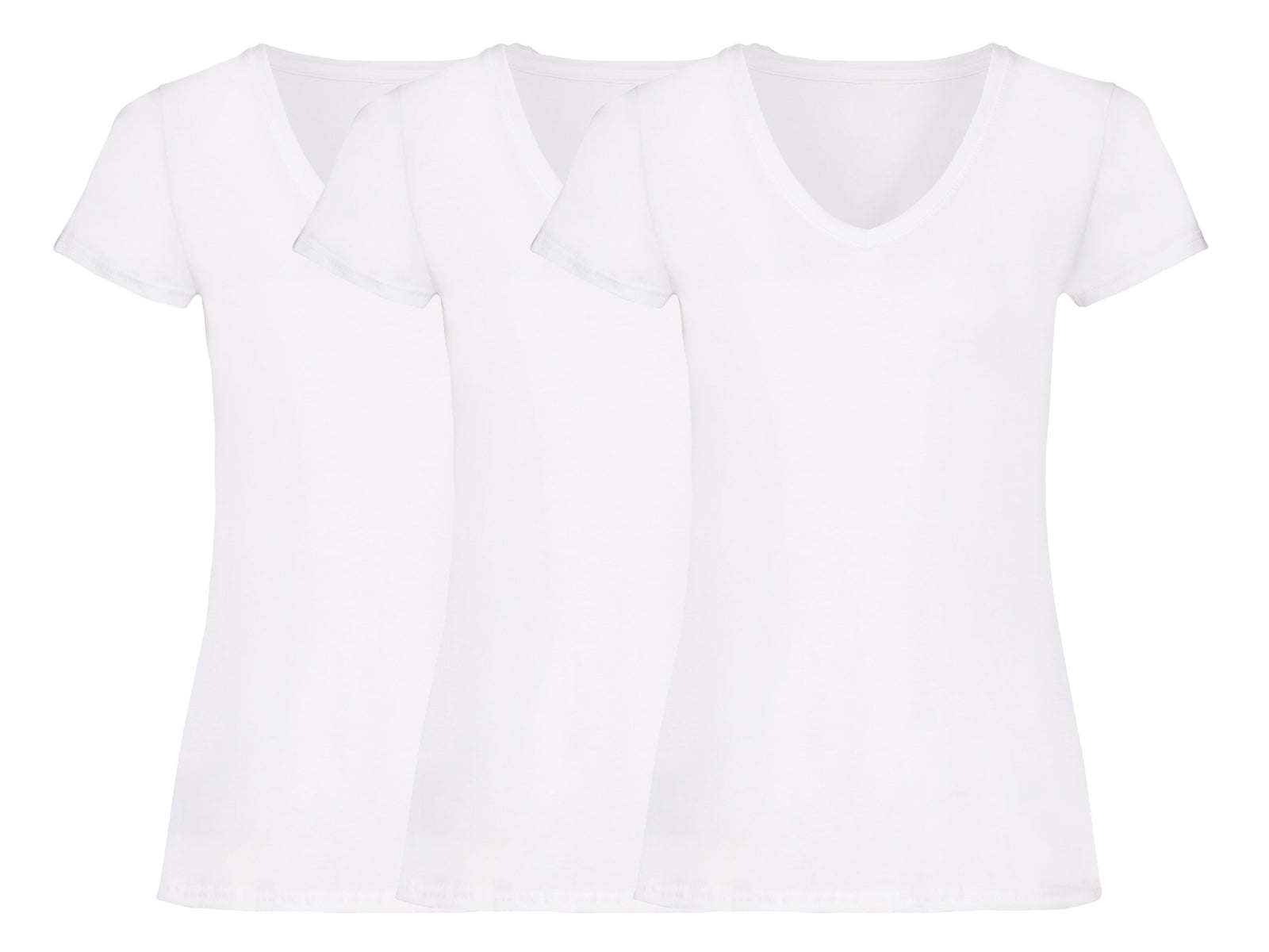 Fruit Of The Loom 61398 Pack of 3 Ladies Valueweight V-Neck T-Shirts 165gsm - COOZO