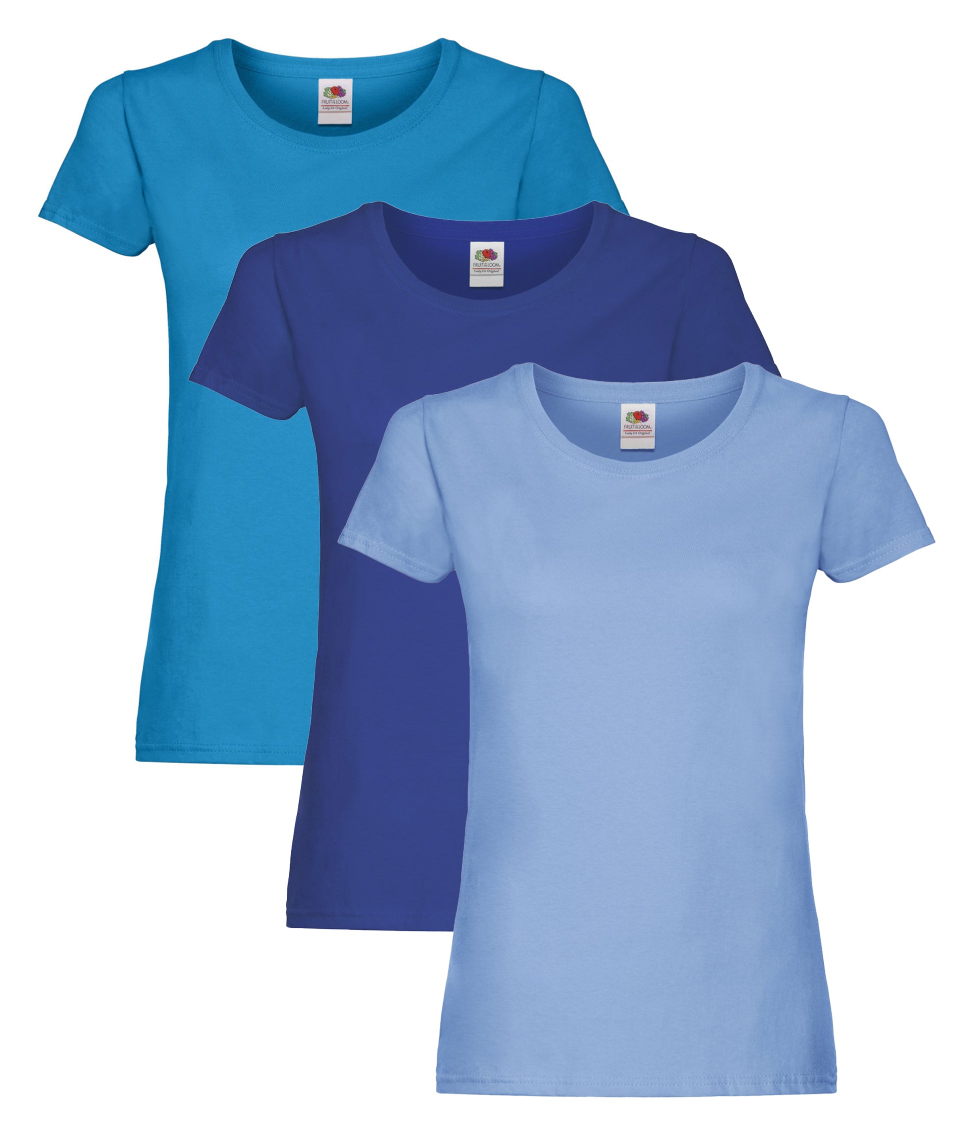 Fruit Of The Loom 61420 Ladies Original T-Shirt 145gsm 100% Cotton Mixed Color (Pack of 3) - COOZO
