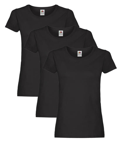Fruit Of The Loom 61420 Ladies Original T-Shirt 145gsm 100% Cotton Single Color (Pack of 3) - COOZO