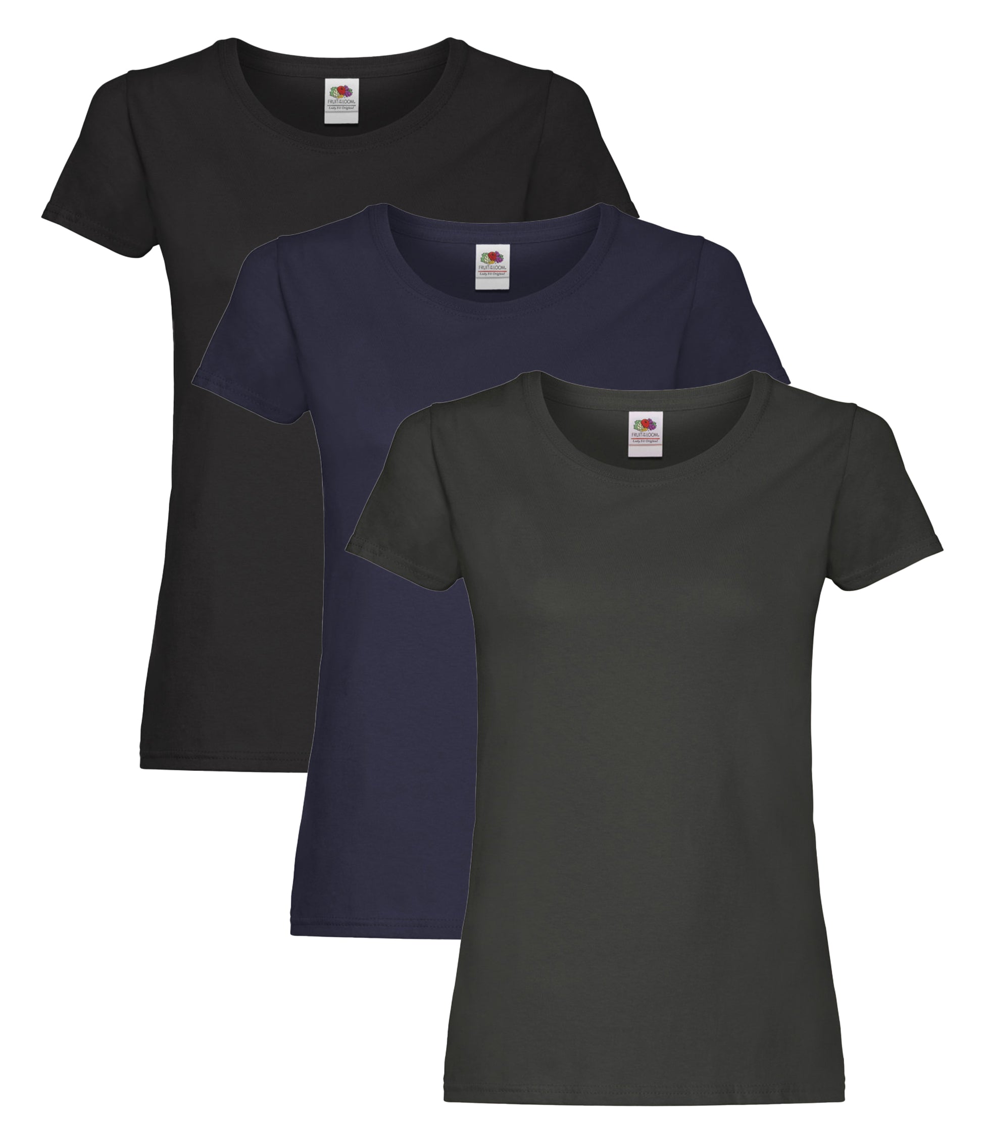 Fruit Of The Loom 61420 Ladies Original T-Shirt 145gsm 100% Cotton Mixed Color (Pack of 3) - COOZO
