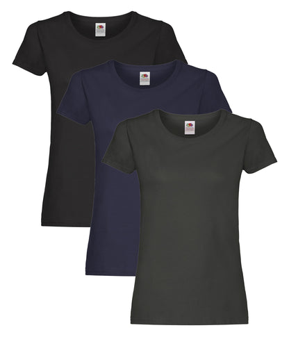 Fruit Of The Loom 61420 Ladies Original T-Shirt 145gsm 100% Cotton Mixed Color (Pack of 3) - COOZO