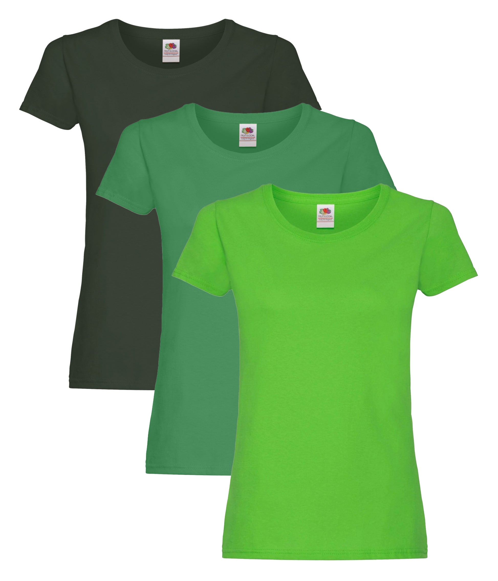 Fruit Of The Loom 61420 Ladies Original T-Shirt 145gsm 100% Cotton Mixed Color (Pack of 3) - COOZO
