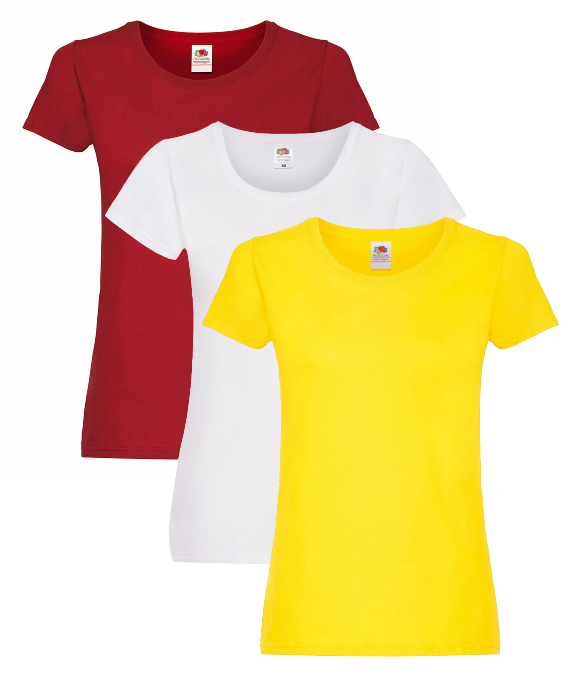 Fruit Of The Loom 61420 Ladies Original T-Shirt 145gsm 100% Cotton Mixed Color (Pack of 3) - COOZO