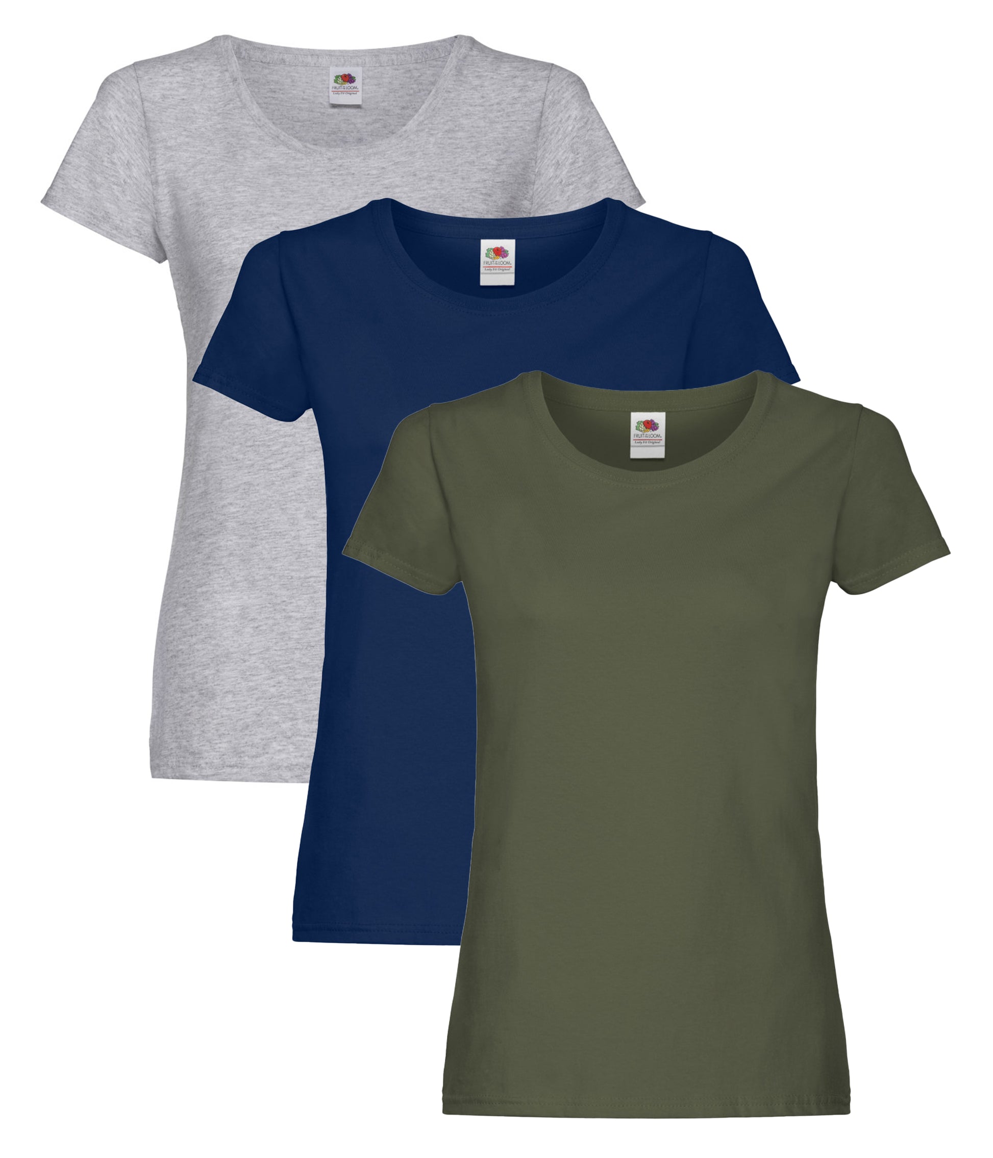 Fruit Of The Loom 61420 Ladies Original T-Shirt 145gsm 100% Cotton Mixed Color (Pack of 3) - COOZO
