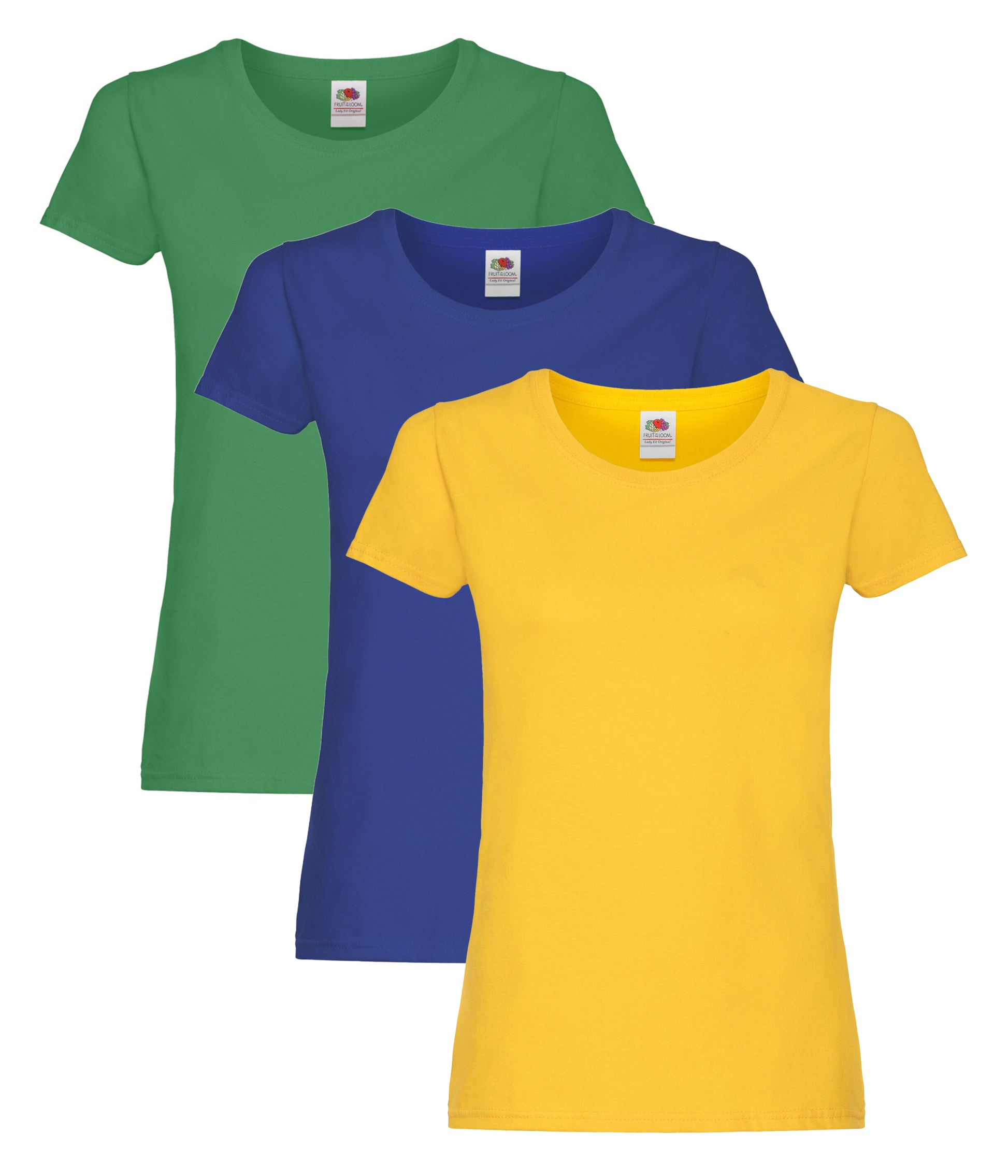 Fruit Of The Loom 61420 Ladies Original T-Shirt 145gsm 100% Cotton Mixed Color (Pack of 3) - COOZO