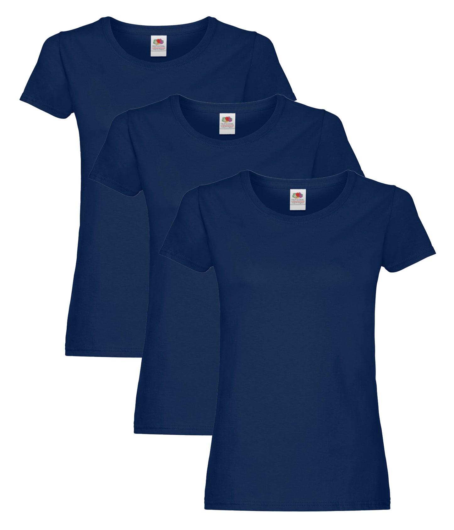 Fruit Of The Loom 61420 Ladies Original T-Shirt 145gsm 100% Cotton Single Color (Pack of 3) - COOZO