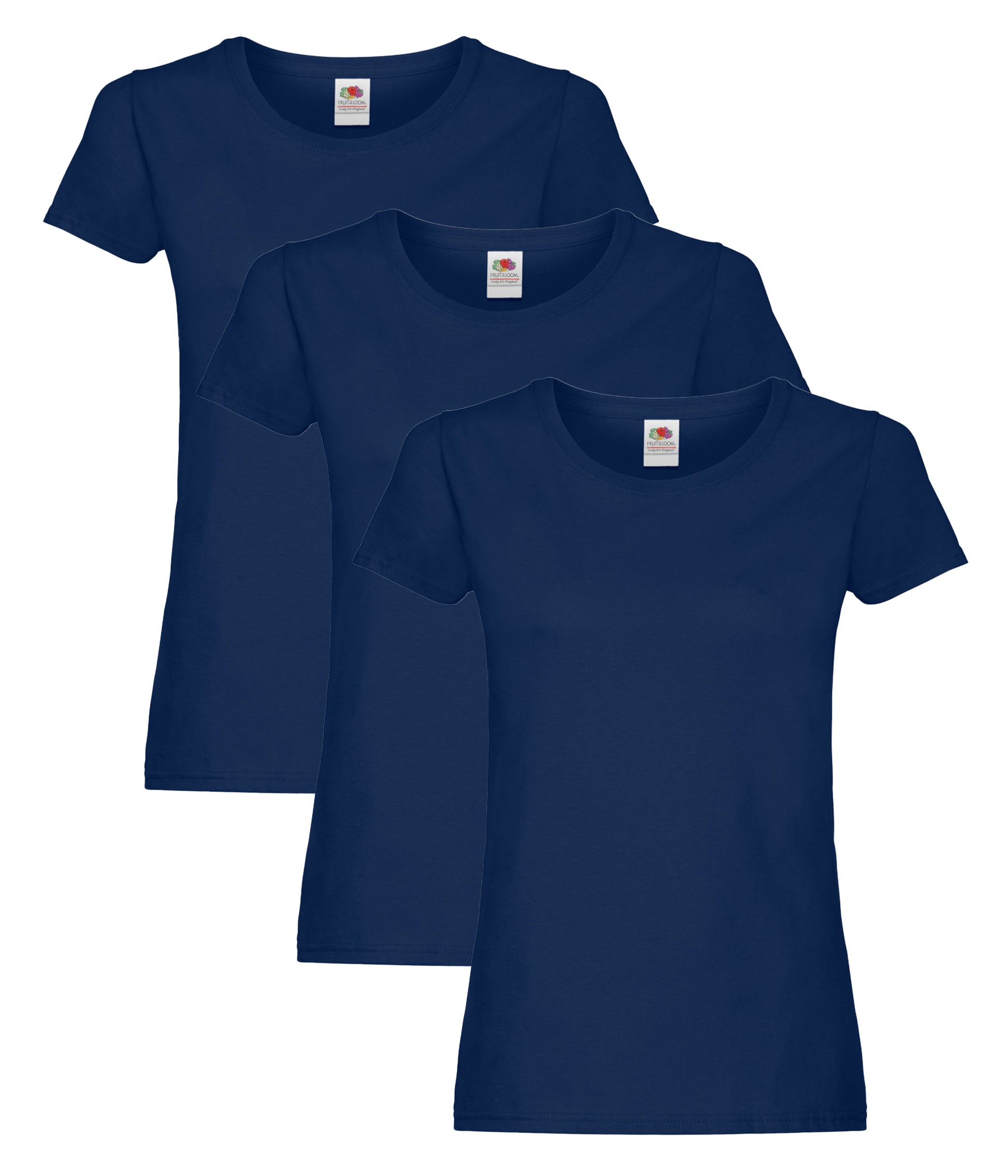 Fruit Of The Loom 61420 Ladies Original T-Shirt 145gsm 100% Cotton Single Color (Pack of 3) - COOZO