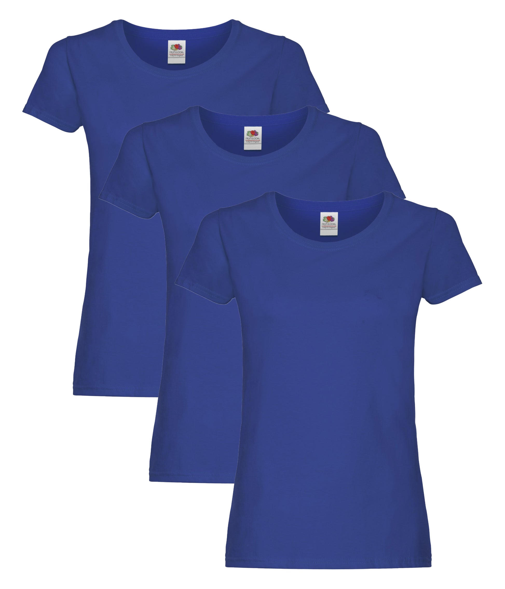 Fruit Of The Loom 61420 Ladies Original T-Shirt 145gsm 100% Cotton Single Color (Pack of 3) - COOZO