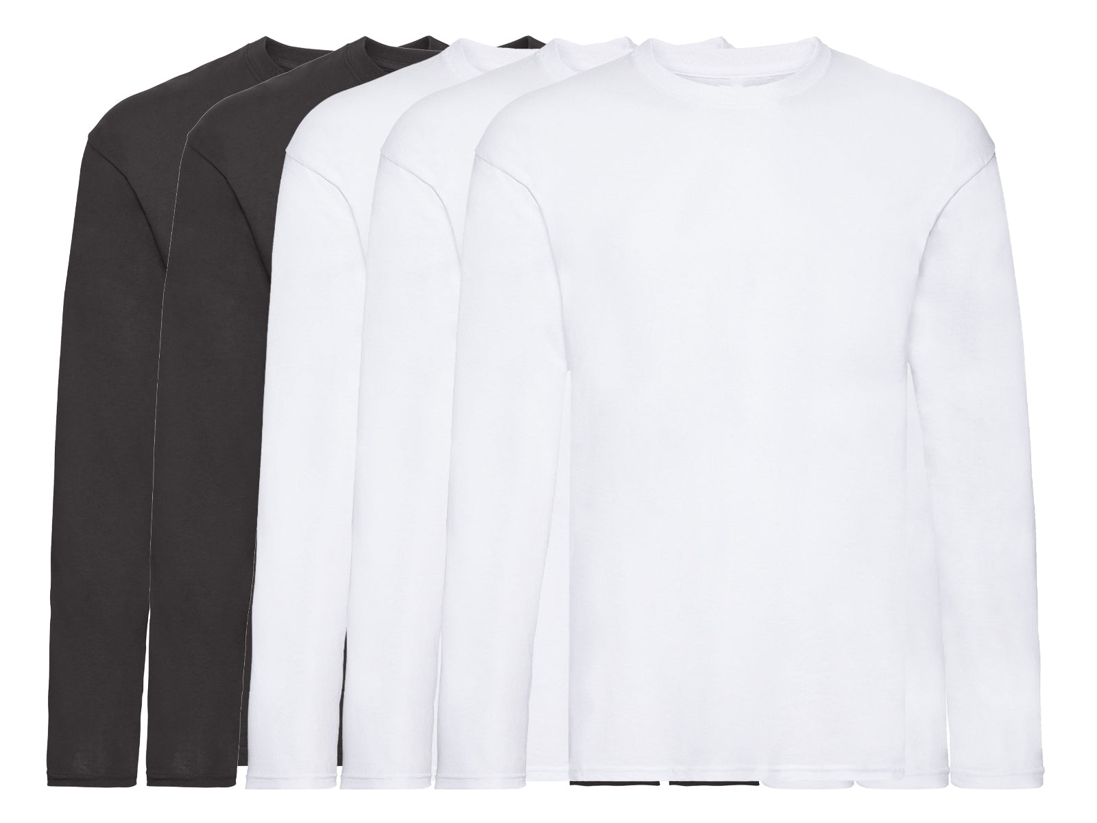 Fruit Of The Loom 61428 Pack of 5 Men's Original Long Sleeved T-Shirts 100% Cotton - COOZO