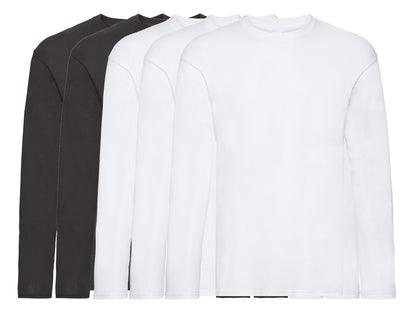 Fruit Of The Loom 61428 Pack of 5 Men's Original Long Sleeved T-Shirts 100% Cotton - COOZO
