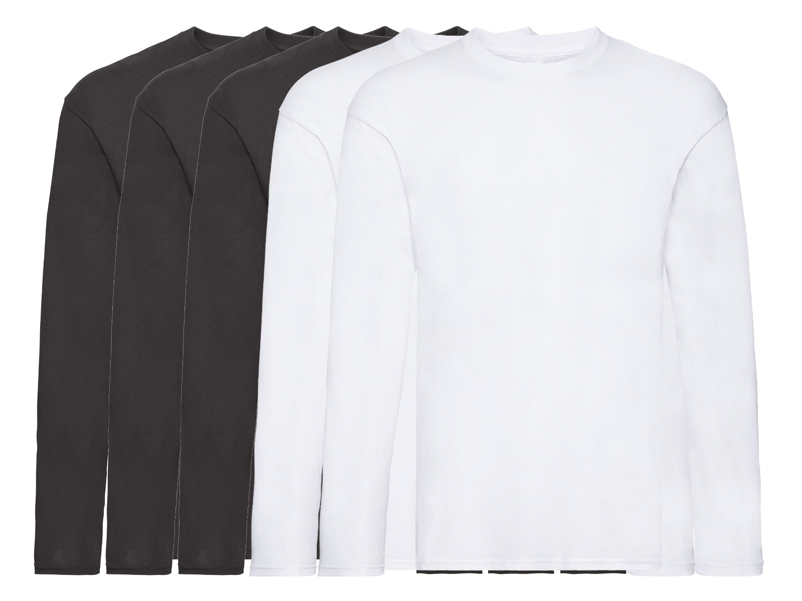 Fruit Of The Loom 61428 Pack of 5 Men's Original Long Sleeved T-Shirts 100% Cotton - COOZO