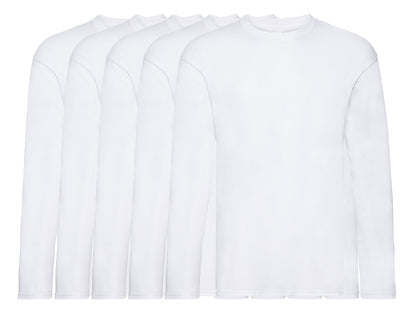 Fruit Of The Loom 61428 Pack of 5 Men's Original Long Sleeved T-Shirts 100% Cotton - COOZO