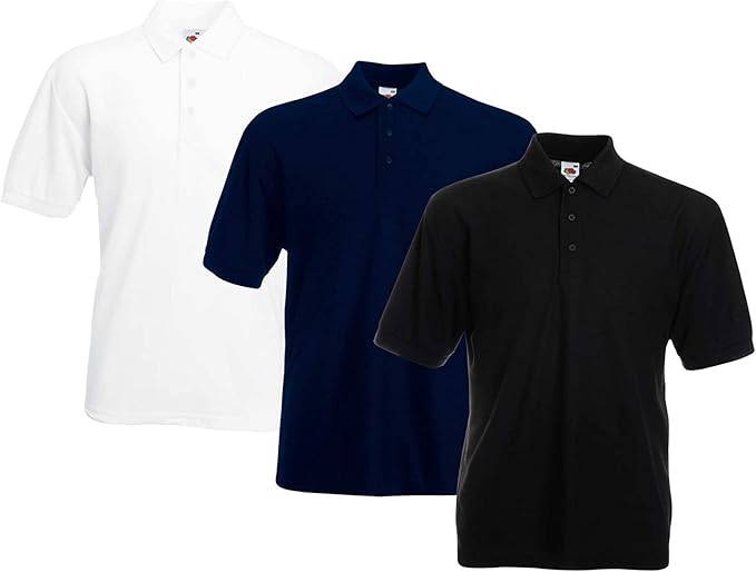 Fruit Of The Loom 63402 65/35 Polycotton Polo Shirt 180gsm (Pack of 3) - COOZO