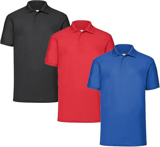 Fruit Of The Loom 63402 65/35 Polycotton Polo Shirt 180gsm (Pack of 3) - COOZO