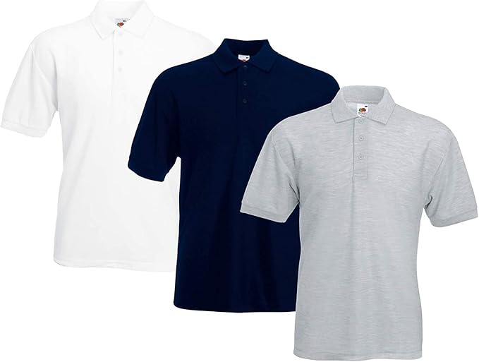 Fruit Of The Loom 63402 65/35 Polycotton Polo Shirt 180gsm (Pack of 3) - COOZO