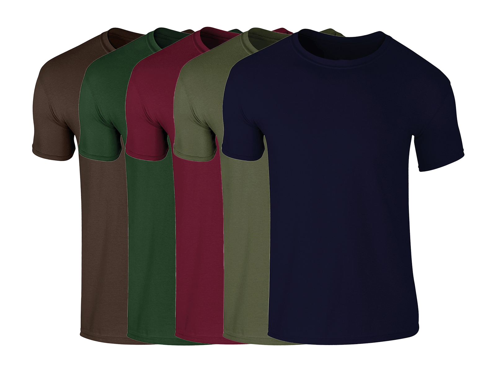 COOZO Mens Soft Cotton Pack of 5 Plain Short Sleeve T-Shirts - COOZO