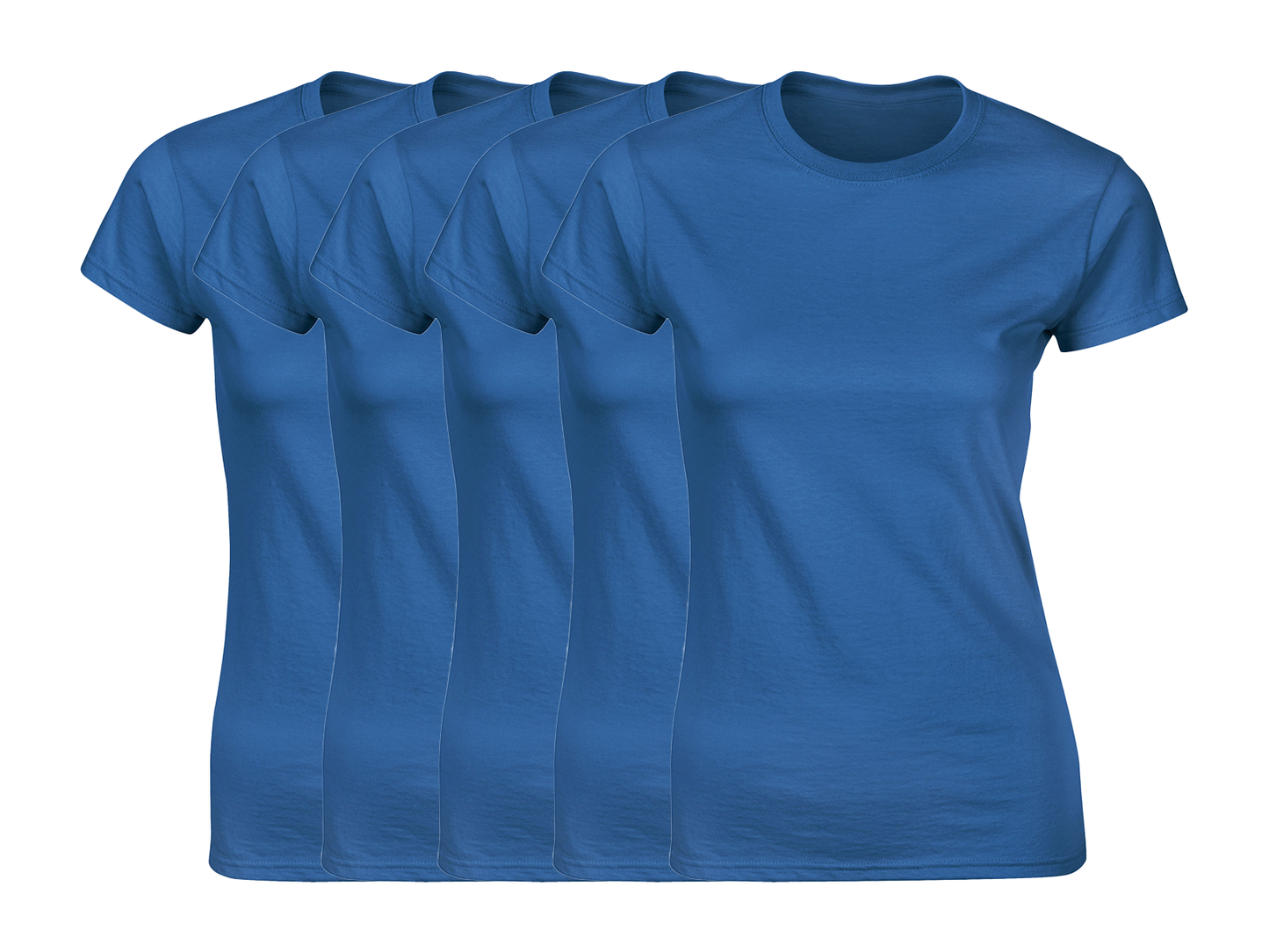 COOZO Ladies Soft Cotton Pack of 5 Plain Short Sleeve T-Shirts - COOZO