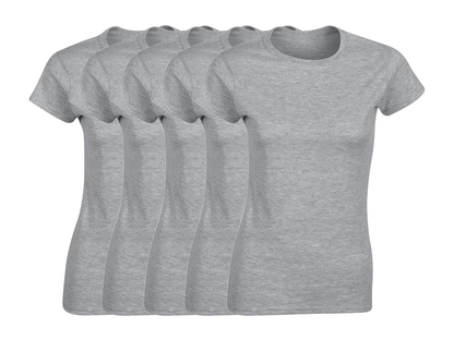 COOZO Ladies Soft Cotton Pack of 5 Plain Short Sleeve T-Shirts - COOZO