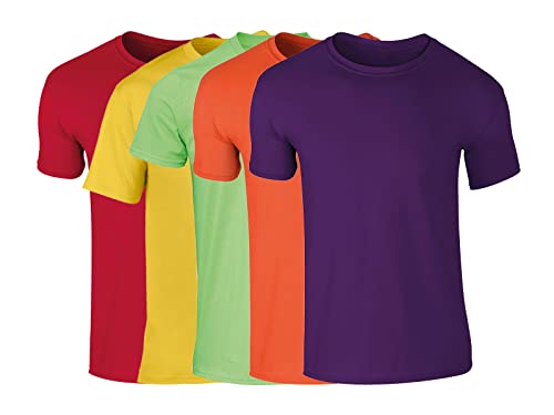 COOZO Mens Soft Cotton Pack of 5 Plain Short Sleeve T-Shirts - COOZO
