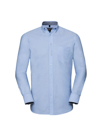 Russell Collection 920M Men's Long Sleeve Tailored Washed Oxford Shirt - COOZO