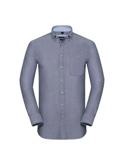 Russell Collection 920M Men's Long Sleeve Tailored Washed Oxford Shirt - COOZO