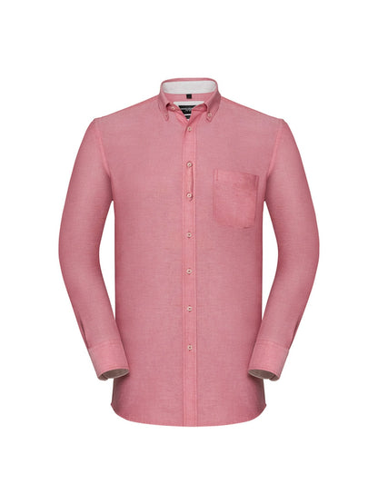 Russell Collection 920M Men's Long Sleeve Tailored Washed Oxford Shirt - COOZO