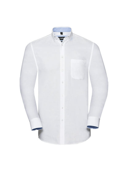 Russell Collection 920M Men's Long Sleeve Tailored Washed Oxford Shirt - COOZO