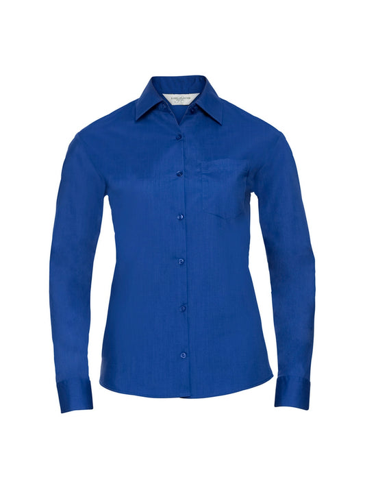 Russell Collection 934F Poplin Long Sleeve 110gsm Ladies Slightly tailored fit - COOZO