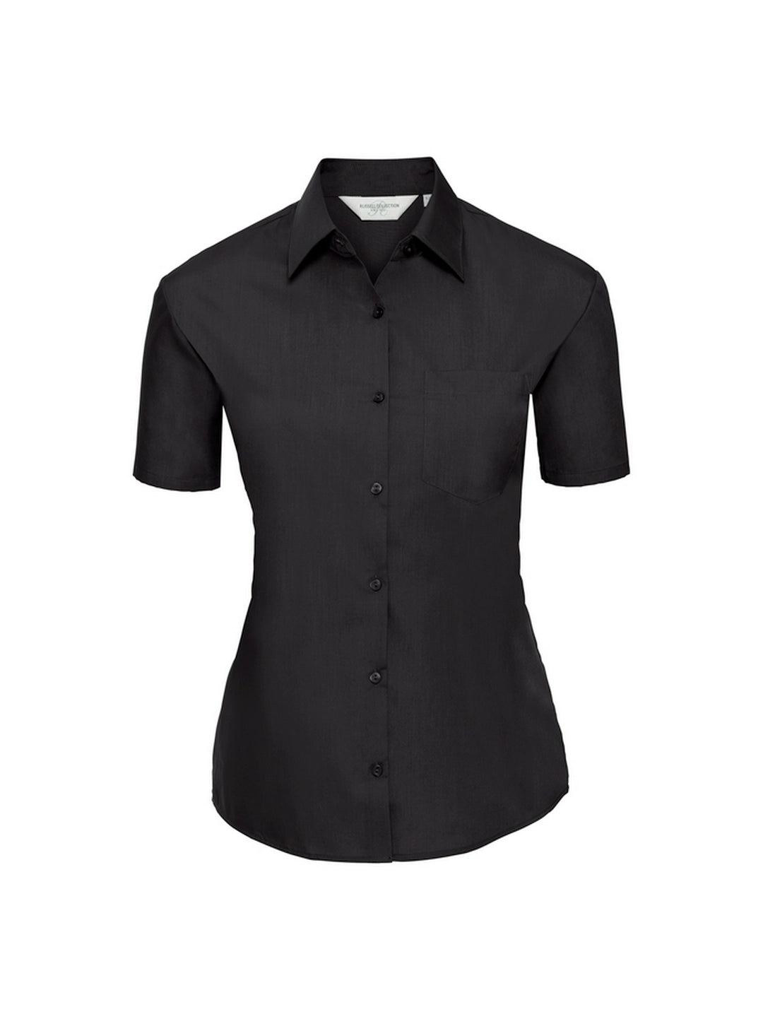 Russell Collection 935F Ladies Short Sleeve Easy Care Poplin Shirt Slightly tailored fit - COOZO