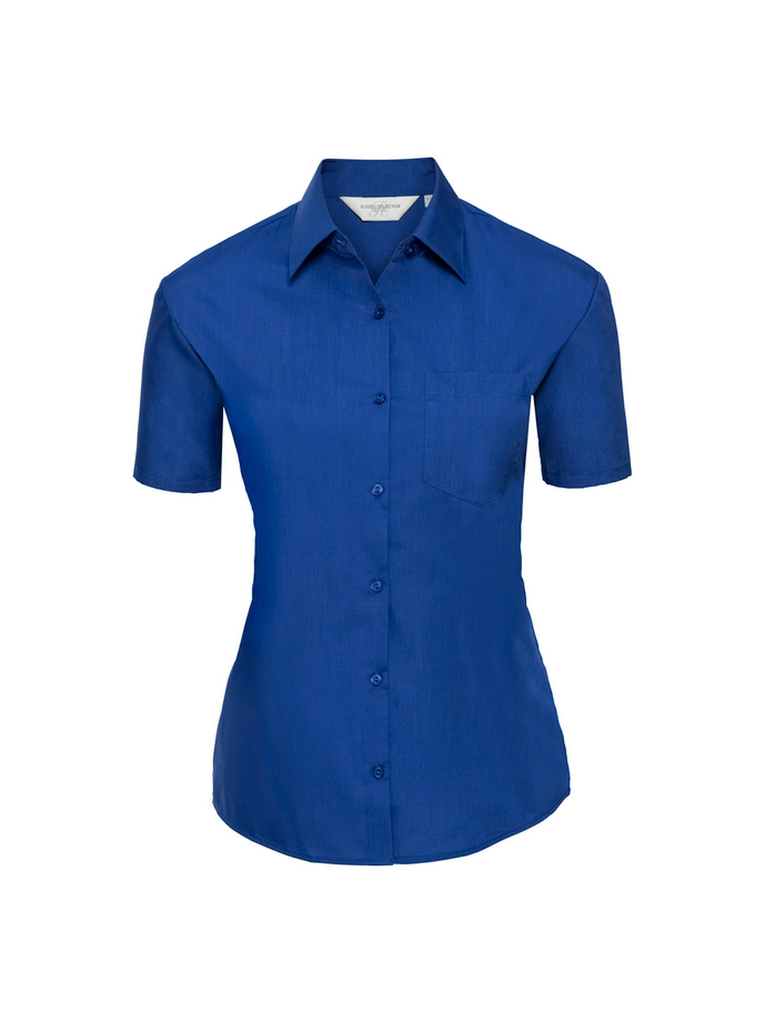 Russell Collection 935F Ladies Short Sleeve Easy Care Poplin Shirt Slightly tailored fit - COOZO
