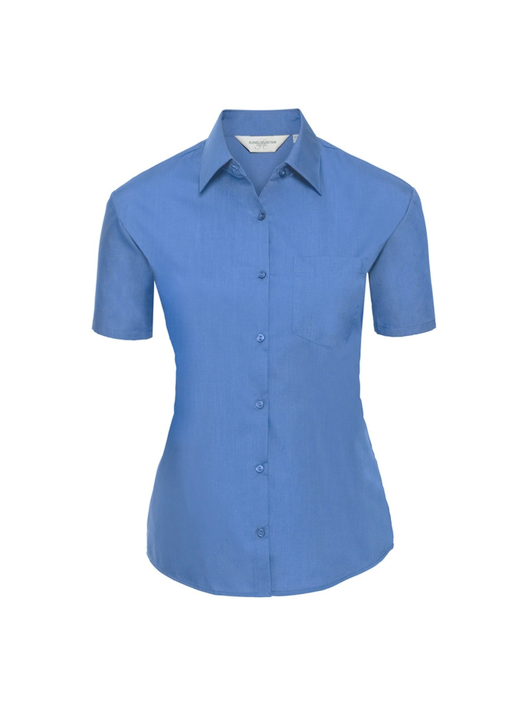 Russell Collection 935F Ladies Short Sleeve Easy Care Poplin Shirt Slightly tailored fit - COOZO