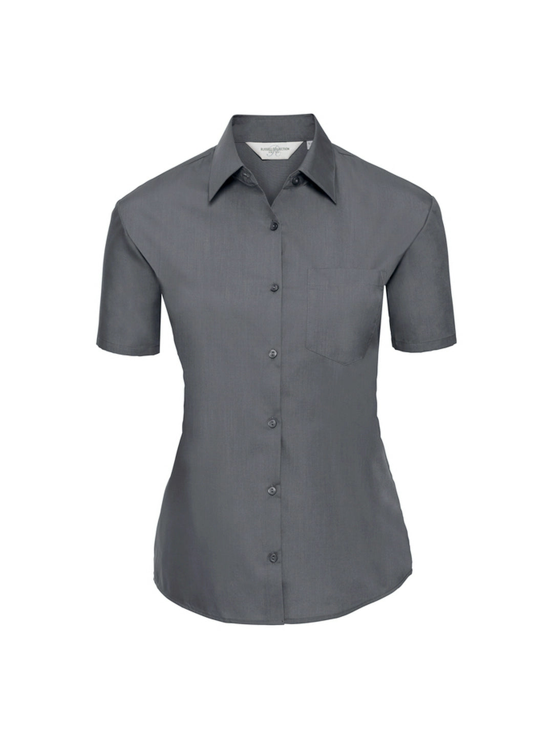 Russell Collection 935F Ladies Short Sleeve Easy Care Poplin Shirt Slightly tailored fit - COOZO