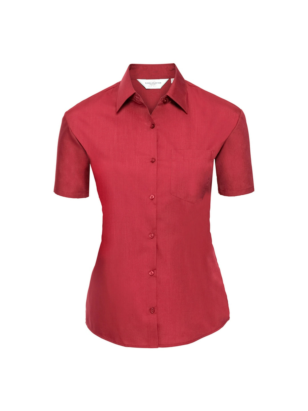 Russell Collection 935F Ladies Short Sleeve Easy Care Poplin Shirt Slightly tailored fit - COOZO