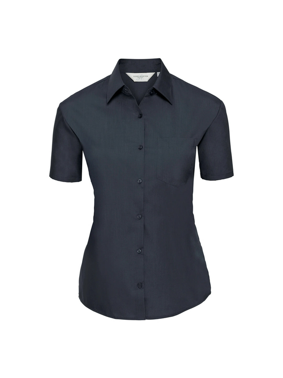 Russell Collection 935F Ladies Short Sleeve Easy Care Poplin Shirt Slightly tailored fit - COOZO