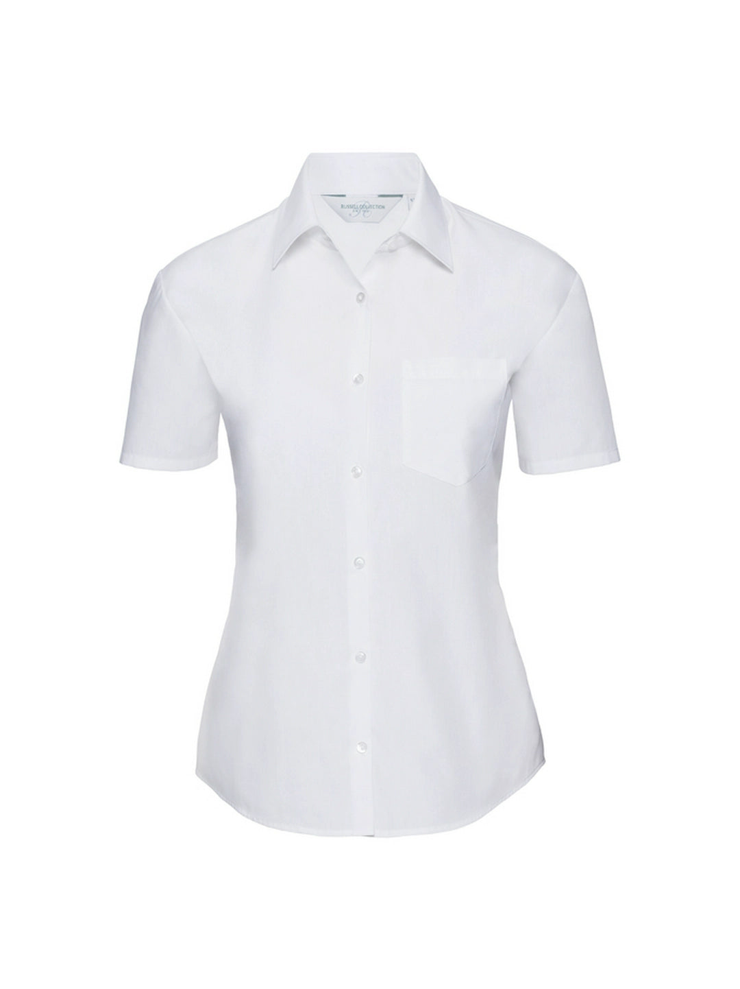 Russell Collection 935F Ladies Short Sleeve Easy Care Poplin Shirt Slightly tailored fit - COOZO