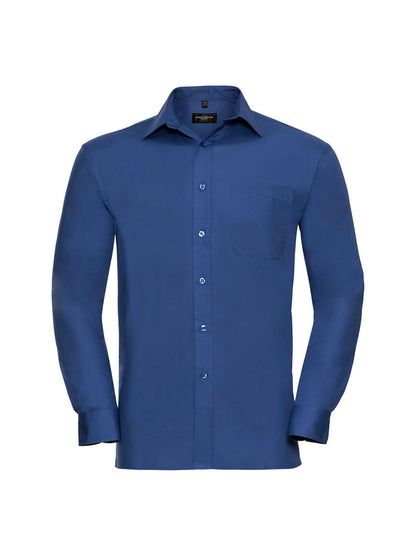 Russell Collection 936M Classic collar Long Sleeve Easy Care Cotton Poplin Shirt - COOZO