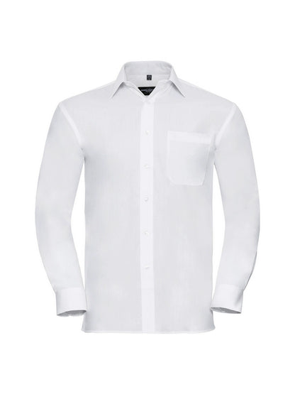 Russell Collection 936M Classic collar Long Sleeve Easy Care Cotton Poplin Shirt - COOZO