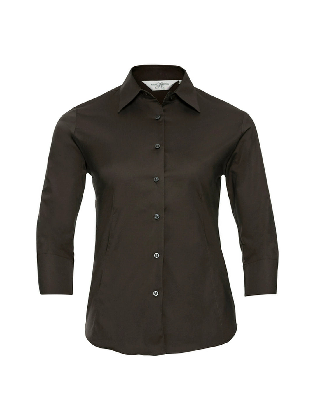 Russell Collection 946F Easy Care Fitted 3/4 Sleeve Poplin Shirt 140gsm Ladies - COOZO