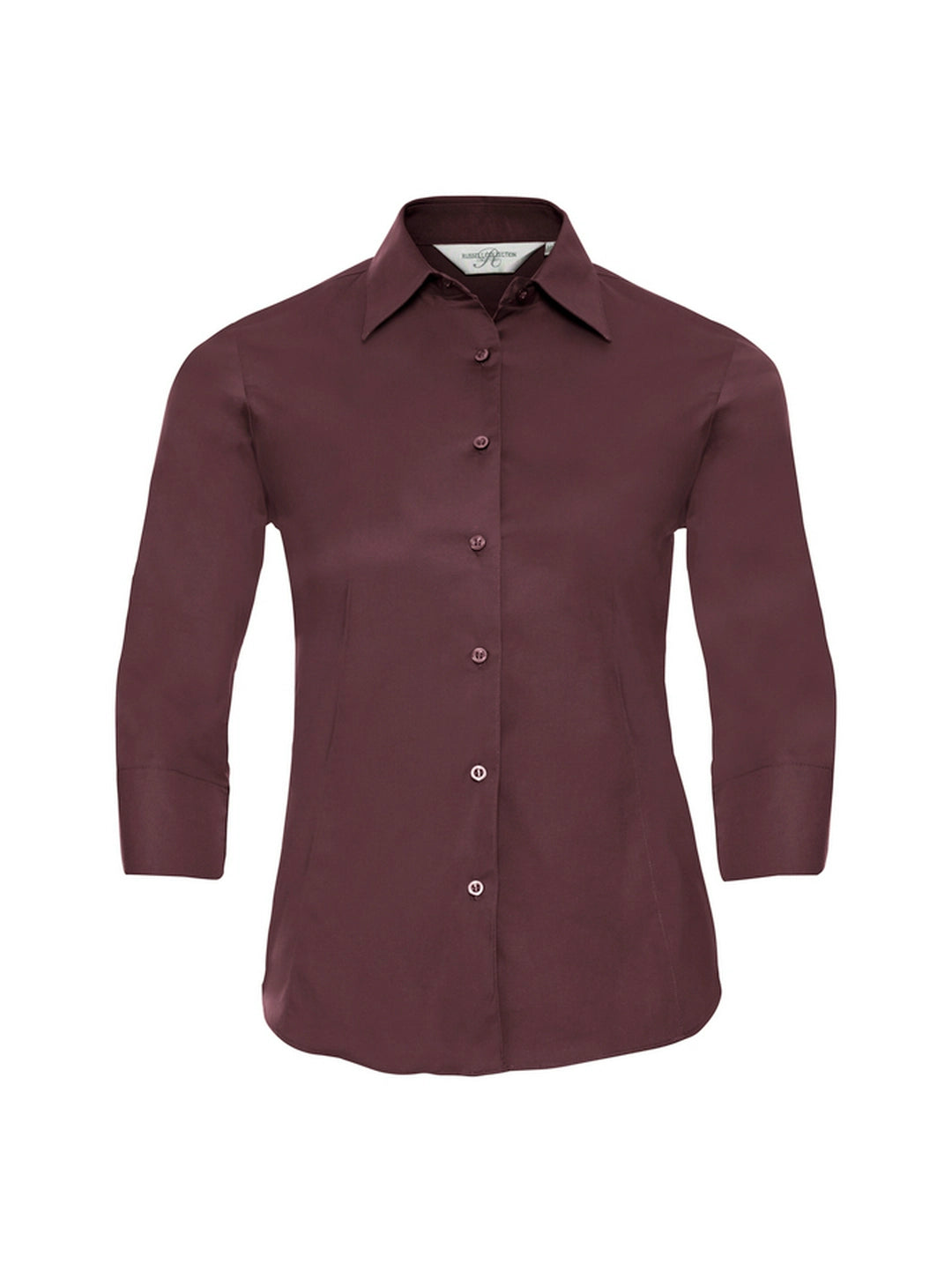 Russell Collection 946F Easy Care Fitted 3/4 Sleeve Poplin Shirt 140gsm Ladies - COOZO