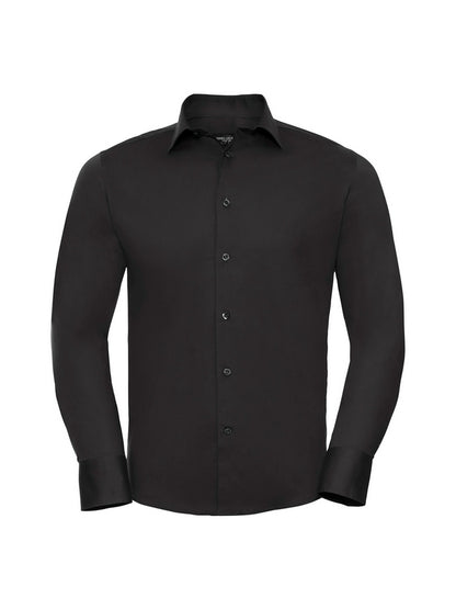 Russell Collection 946M Easy Care Fitted Long Sleeve Poplin Shirt 140gsm Mens - COOZO