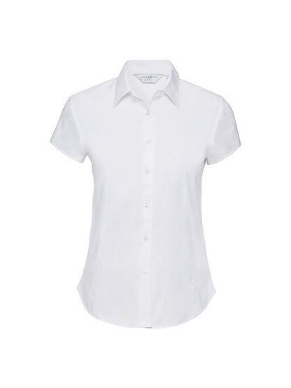 Russell Collection 947F Easy Care Fitted Short Sleeve Poplin Shirt 140gsm Ladies - COOZO