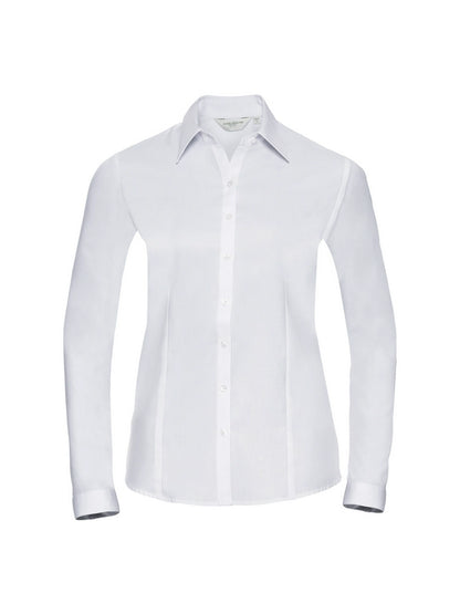 Russell Collection 962F Ladies' Long Sleeve Tailored Herringbone Shirt - COOZO