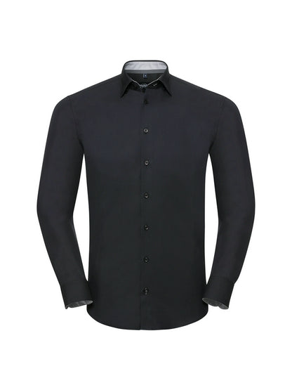Russell Collection 966M Men's Long Sleeve Tailored Contrast Ultimate Stretch Shirt - COOZO