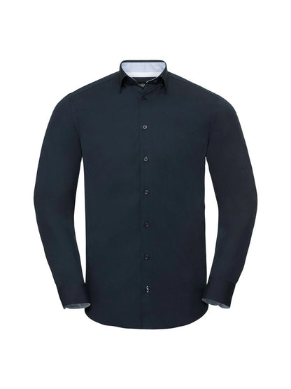 Russell Collection 966M Men's Long Sleeve Tailored Contrast Ultimate Stretch Shirt - COOZO