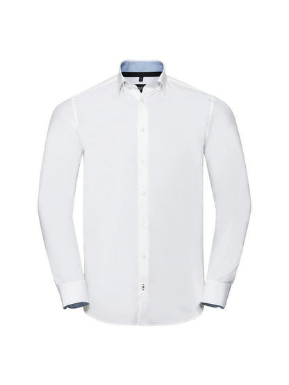 Russell Collection 966M Men's Long Sleeve Tailored Contrast Ultimate Stretch Shirt - COOZO