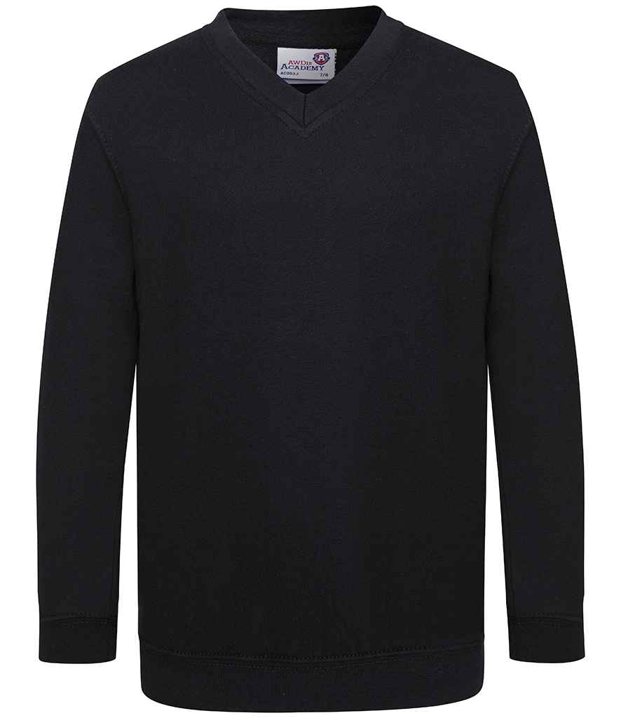 AWDis AC03J AWDis Academy Kids V Neck Sweatshirt - COOZO
