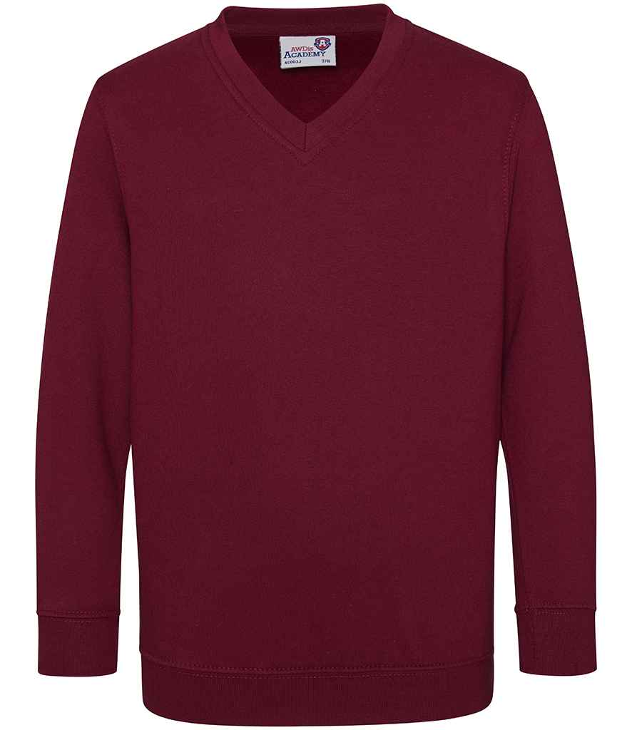 AWDis AC03J AWDis Academy Kids V Neck Sweatshirt - COOZO