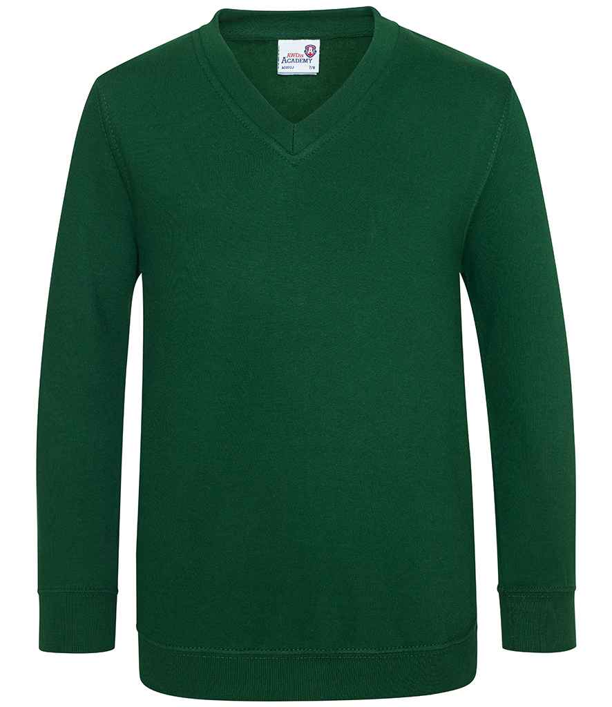 AWDis AC03J AWDis Academy Kids V Neck Sweatshirt - COOZO